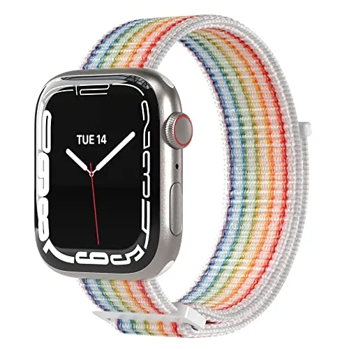 EAZY CASE Armband kompatibel mit Apple Watch 38mm / 40mm / 41mm / 42mm verstellbares Ersatzarmband aus Nylon Sport Loop für Apple Watch Serie 11 10 9 8 7 6 5 4 3 2 1 SE für Damen und Herren Regenbogen