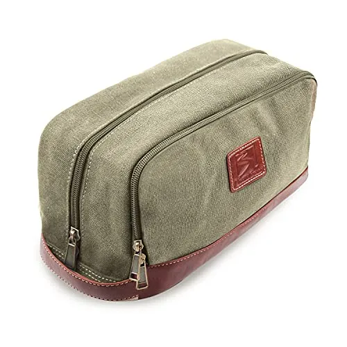 Seemeroad Reise Kulturtasche für Damen Herren, Dopp-Kit aus Canvas, Faltbare Waschtasche Kosmetiktasche mit Tragegriff für Rasierutensilien und Toilettenartikel (Armeegrün, Groß)