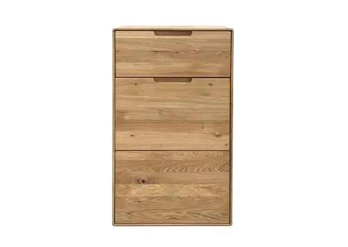 möbelando Hochkommode KM-0663 aus Wildeiche - Moderne Kommode in massiver Wildeiche, 51x91x40cm, mit 1 Tür und 1 Schub für vielseitigen Stauraum. Ideal für eine warme, natürliche Wohnatmosphäre.