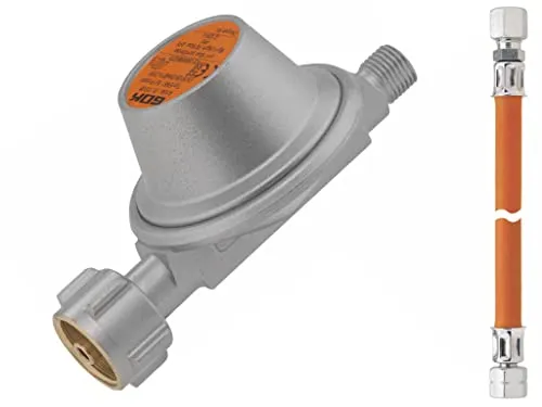 ROEDER-Gas GOK Gasregler Caravan Fahrzeugregler 50 mbar 1,5 Kg/h mit Schlauch 8 mm