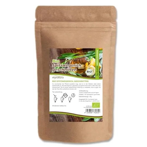 Mynatura Bio Spitzwegerich geschnitten I Getrocknet I Tee I Lungenblatt I Kräutertee I Naturprodukt I Kräuter I Im Beutel (100g)