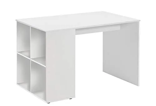 Schreibtisch Gent Computertisch in Weiß 117x73 cm - Moderner Bürotisch aus Holz, ideal für Home Office mit stilvollem Design und praktischem Stauraum.