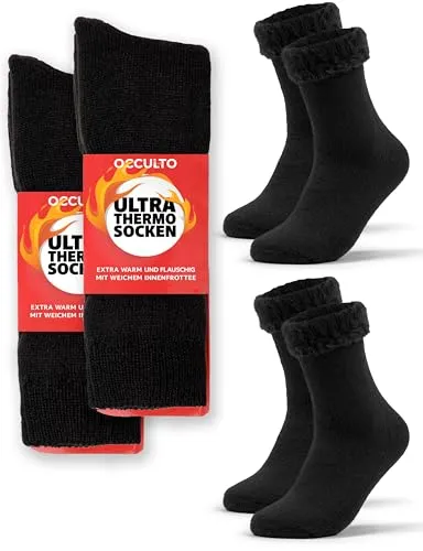 Produktbild Occulto Damen & Herren Ultra Thermosocken 2er Pack (Modell: Yuki) Schwarz 35-38