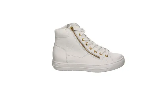Paul Green Sneaker Glattleder Weiß 41 EU - Sneaker aus hochwertigem Glattleder in Weiß und Gold, ideal für Freizeitlooks. Mit einem bequemen Blockabsatz von 3 cm für optimalen Tragekomfort.
