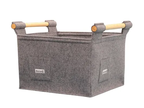 Stich-haltig Kaminholzkorb Filzkorb mit Holzgriffen von Stich-haltig