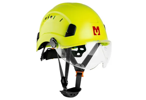Mustbau Schutzhelm EN397 mit Visier - Arbeits- & Schutzkleidung, verstellbarer Kopfumfang von 53 bis 63 cm und strapazierfähiges ABS-Material für optimalen Schutz und Komfort.