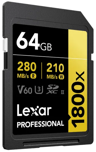 LEXAR SD Speicherkarte Gold Serie SDXC UHS-II V60 & V90 64GB - 1TB - Hochgeschwindigkeits-SD Speicherkarte der Gold Serie mit UHS-II V60 für schnelle Datenübertragungen. Ideal für Profis und kreative Anwendungen mit 1 TB Kapazität.