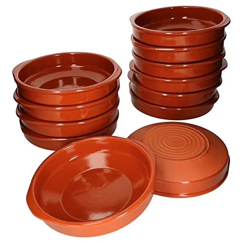 MamboCat Tapas-Schale 12er Set Cazuela Bernd XL Ø 24cm - Snackschalen aus traditionellem, handgefertigtem Ton – ideal für Brunch, Buffet und vielseitige Speisen. Perfekte Wärmeverteilung und einzigartiges Design machen jede Schale zum Unikat.