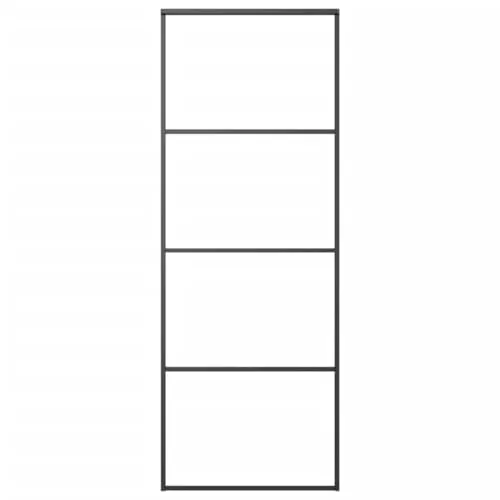 vidaXL Schiebetür aus Aluminium und ESG Glas 76x205 cm - Schwarz - Moderne Haustür in Schwarz, bietet optimale Sicherheit und elegantes Design mit ESG-Glas, ideal für zeitgemäße Eingänge.
