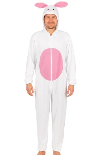 Foxxeo Hasenkostüm Erwachsene – Tierkostüm mit Kapuze & Schwanz – Unisex Jumpsuit Verkleidung – Perfekt für Fasching, Karneval, Halloween & Mottoparty, Größe:XL