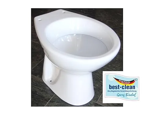 Stand WC bodenstehend Tiefspüler weiß/mit horizontalem Abgang mit BEST CLEAN Oberflächen Beschichtung NEU