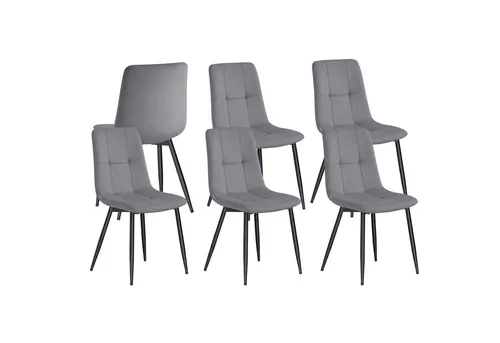 VASAGLE Esszimmerstuhl Sessel mit verstellbaren Füßen, 6er Set in Grau