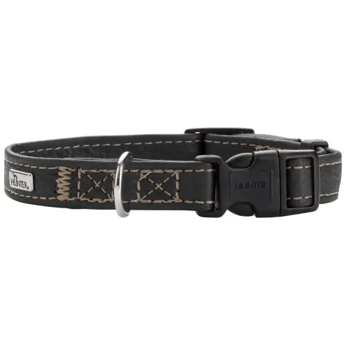 Hunter Canadian Up Hunde-Halsband schwarz - Tierhalsband aus hochwertigem, zertifiziertem Rindsleder, fellschonend und stufenlos verstellbar, ideal für zarte Kleinhunde und Welpen, Made in Germany.