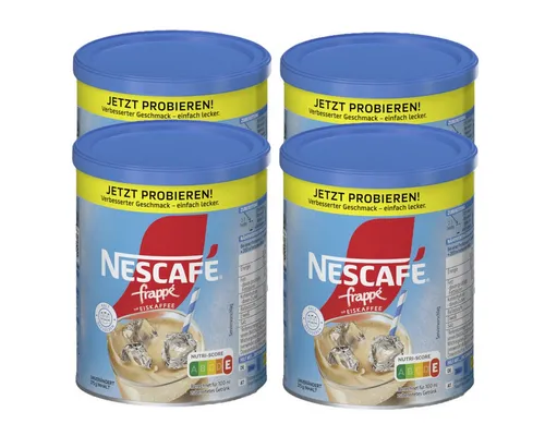 Nescafe Frappé Eiskaffee 275g 4er Pack – Erfrischender Kaffeegenuss - Genießen Sie den Nescafe Frappé Eiskaffee im praktischen 4er Pack. Ideal für eine schnelle Zubereitung eines schaumigen, kalten Kaffees. Perfekt für heiße Tage und kreative Kaffeekreationen!