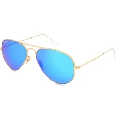 Ray-Ban RB 3025 AVIATOR Unisex-Sonnenbrille - Sportbrille mit goldenen Metall-Gestell und blauen Gläsern, ideal für stilvolle Sonnentage und perfekten UV-Schutz.