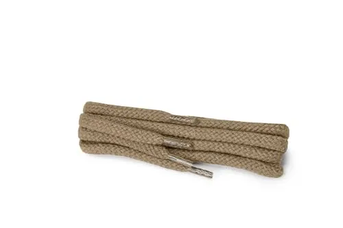 Kaps 1 Paar Hochwertige Runde Schnürsenkel, strapazierfähige Schuhbänder aus 100% Baumwolle (60 cm - 3 bis 4 Ösen / 10 - beige)