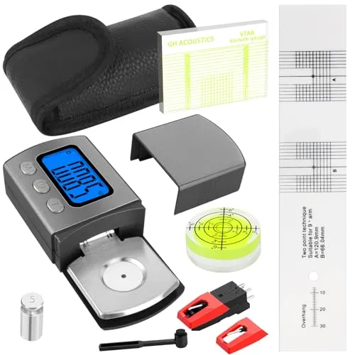 Stück Justier und Einstellungsset zur Plattenspieler, USB Plattenspieler Nadel Set, mit Digitaler Tonarmwaage, Azimut, Libelle und Überhangschablone, mit Plattenspieler Ersatznadel, Reinigungsbürste 6
