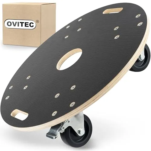 Ovitec Rollbrett rund für Schwerlast | 400kg Tragfähigkeit in schwarz von OVITEC