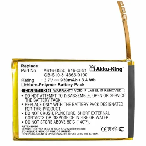 Akku-King Akku kompatibel mit Apple 616-0550, 616-0551, GB-S10-314363-0100-930mAh - für iPod Touch 4 LiPolymer