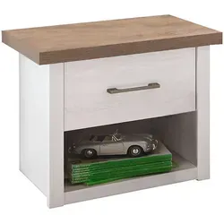 Nachtkommode Toran, Weiß - Stilvoller Nachttisch - Nachttisch in elegantem Weiß, Maße: B: 51 cm, H: 46 cm, T: 43 cm. Hochwertige Materialien für Langlebigkeit. Ideal für Ihr Schlafzimmer!