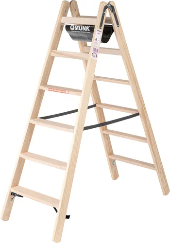 PROREGAL® Stehleiter 2x6 Stufen aus Holz