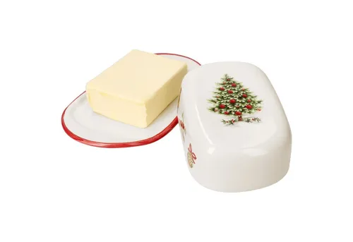 MamboCat Maestro Natale Butterdose 2tlg. mit Deckel - Festliche Keramik Butterdose für 250g Butter, ideal für Weihnachten & Brunch. Schützt Ihre Butter und bringt festlichen Charme auf den Tisch.