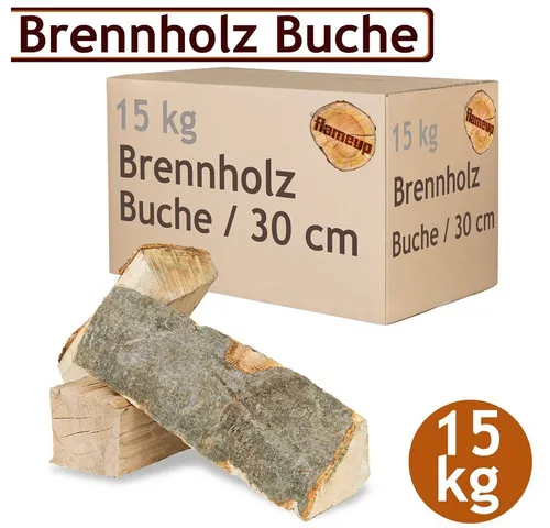 Flameup Kaminholz Brennholz Kaminholz Holz 5-500 kg Ofen Kamin Kaminofen Buche 30 cm, 15 kg