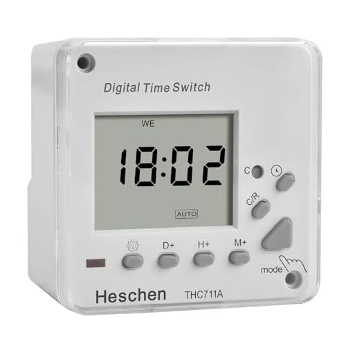 Heschen Elektronischer Timer-Relaisschalter THC711A, 220-240 V, digital, LCD, mit CE-Kennzeichnung