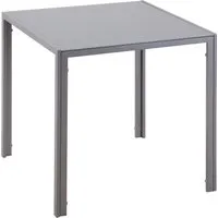 Homcom Esstisch - Grau mit Glasplatte 75x75 cm - Moderner Esstisch mit eleganter 6 mm Glasplatte, ideal für kleine Essbereiche, robustes Metallgestell und für 2-4 Personen geeignet.