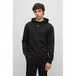 HUGO Herren Dapo Hoodie mit Logo-Print - Schwarz - Stylischer Hoodie aus Baumwoll-Terry mit Relaxed Fit. Ideal für lässige Outfits, ausgestattet mit Kapuze und Rippbündchen für optimalen Tragekomfort.