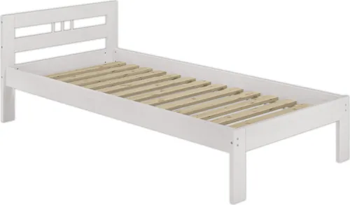 Kinderbett Kiefer massiv weiß 90x190 Einzelbett Zubehör wählbar Bettrahmen V-60.64-09-190W Rollrost und Matratze inkl.