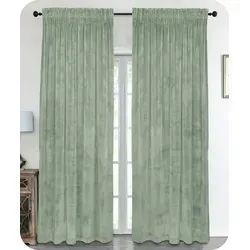 Beautex Verdunkelungsvorhang Samt in Grün - 300 cm x 245 cm - Gardinen mit Hakenaufhängung, aus hochwertigem Velvet-Material für optimale Abdunkelung und stilvolle Akzente in Ihrem Raum.