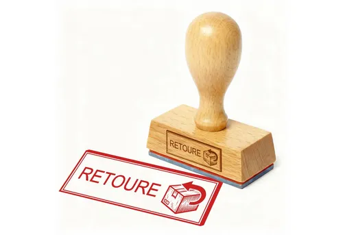 Dekolando Stempel Bürostempel RETOURE U-Turn Paket Stempel – Holzstempel 48x18 mm für Do