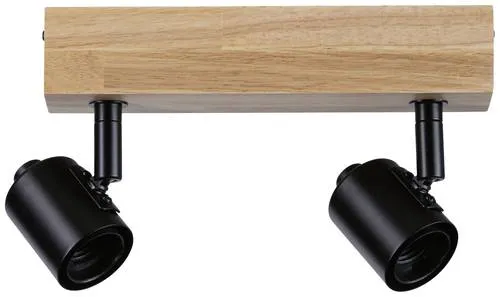 Paulmann Arvid 66771 Wandstrahler E27 Schwarz, Holz (hell) in gold von Paulmann