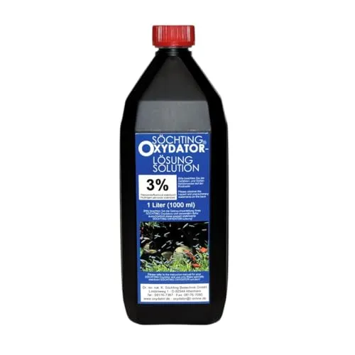 Söchting 3% Wasserstoffperoxid-Oxydator-Lösung 1 L - Optimale Wasserpflege für Aquarien und Teiche: Unterstützt das biologische Gleichgewicht und sorgt für eine effektive Sauerstoffzufuhr. Sicher für Fische und Pflanzen, ideal für die regelmäßige Pflege Ihrer Wasserumgebung.