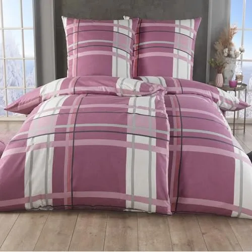 MALIKA 4 teilige kuschelige Baumwolle Soft Fein Biber Bettwäsche 135x200 + 80x80 Kissenbezug, flauschig warme Winter Bettbezug, Größe:2X 135x200 + 2X 80x80, Design - Motiv:Design 3