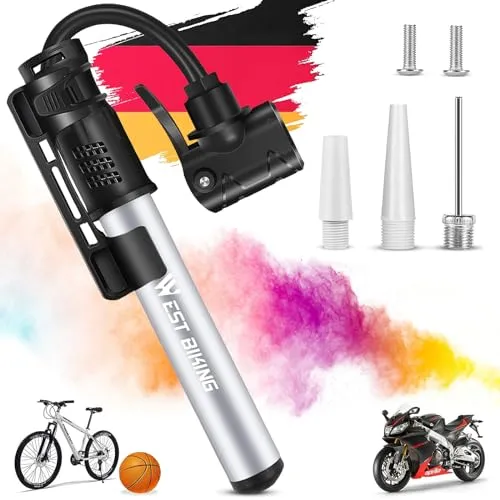 Mini Fahrradpumpe, Aluminium Luftpumpe Fahrrad alle Ventile, tragbare klein Fahrradpumpe,Kleine tragbare Handpumpe,schnelle Reifenaufblasung Leichte Mini Fahrrad Pumpe Luft für MTB Rennrad Ballpumpe