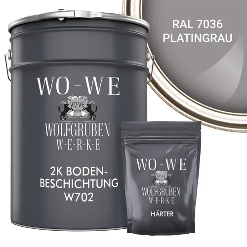 WO-WE Bodenversiegelung 2K Garagenfarbe Bodenbeschichtung W702, 2,5-20Kg, Seidenglänzend, Epoxidharz
