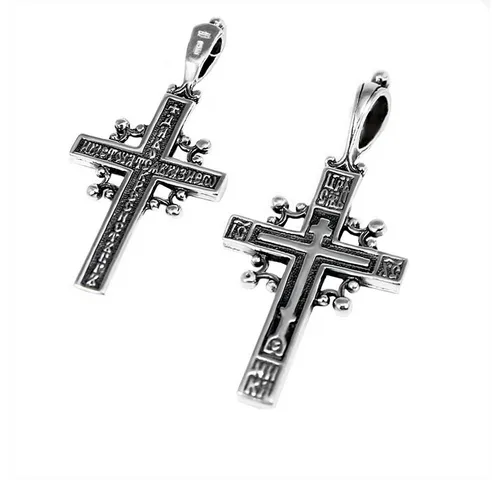NKlaus Kettenanhänger Jesus Kreuz 925 Silber - Elegantes orthodoxes Silberkreuz aus 925er Sterlingsilber, hochwertig verarbeitet und ideal als Glaubenssymbol oder Geschenk für Damen und Herren.
