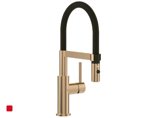 Villeroy & Boch Steel Expert Compact Gold/Schwarz Hochdruckarmatur - Hochwertige Armatur mit umstellbarer Pendelbrause und 360° Schwenkbereich. Ideal für eine flexible Nutzung in der Küche oder im Bad.