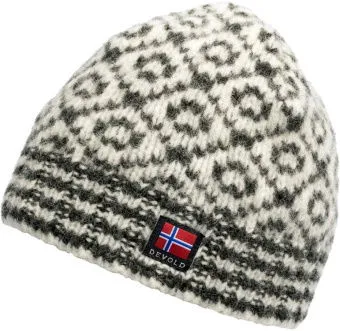 Devold Svalbard Beanie - One Size, Offwhite/Anthracite 020A - Strickmützen für Herren, aus 100 % Schurwolle mit atmungsaktiven Eigenschaften und temperaturregulierendem Jacquard-Muster für optimalen Komfort.