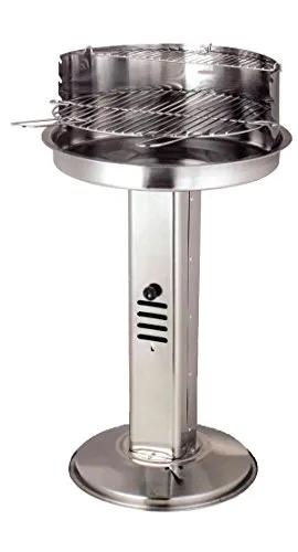 Edestahl Standsäulengrill 78 x Ø 44 cm - Grill für Garten und Terrasse mit großer Grillfläche und verchromtem Grillrost. 3-fach höhenverstellbar für optimale Grill-Ergebnisse.