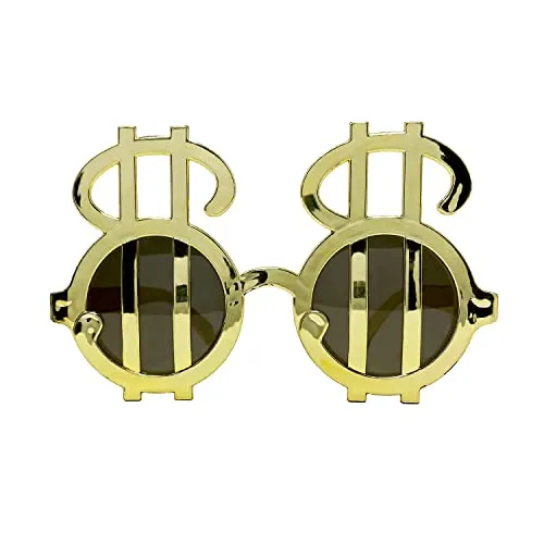 Oblique Unique® Brille Dollar Zeichen Geld Partybrille Spaßbrille Sonnenbrille für Geburtstag Jubiläum Party Fasching Karneval Accessoire