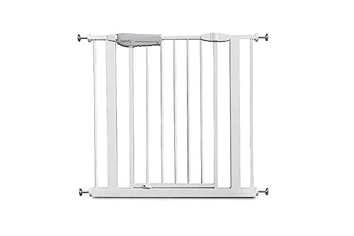 Babify - Kindersicherungsgitter für Türen und Flure - Weiß - Maximale Vielseitigkeit von 65 bis 91 cm - Inklusive 2 Verlängerungen von 10 cm - inkl. Geländer-Set