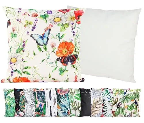 JACK Outdoor Motiv Kissen 45x45cm Lounge Dekokissen inkl. Füllung Wasserabweisend Sitzkissen Garten Stuhl, Farbe:Sommerwiese