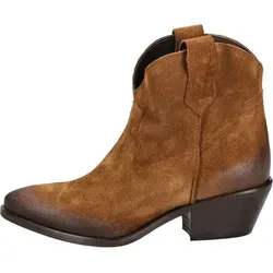 Lazamani Westernstiefeletten 55.103.802 Damen - Stilvolle Veloursleder Stiefeletten in COGNAC - Wanderschuhe im trendigen Western-Stil, aus hochwertigem Veloursleder mit schrittdämpfendem Fußbett für höchsten Tragekomfort und eleganten Look.