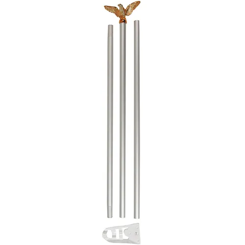 MFH Fahnenstange mit goldfarbenem Adler - Robuste 3-teilige Fahnenstange aus Aluminium, ideal für Flaggen bis 150x90 cm. Inklusive Montagehalterung für eine einfache Installation. Gesamtlänge: 180 cm, Durchmesser: 1,9 cm.