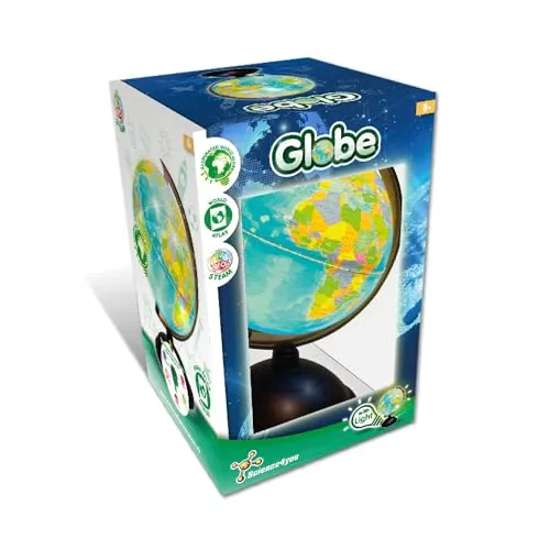 Science4you Globus Beleuchtet für Jungens & Mädchen +8 Jahre – Kinderatlas Kinder: Globus Deko auf Englisch mit Weltkarte, Spiel des Wissens und Geographie Spiel, Lernspiele für Kinder 7 8 9 10 Jahre