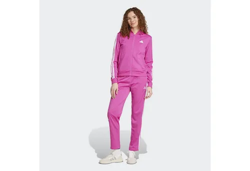 adidas Damen ESSENTIALS 3-STRIPES TRACKSUIT semi lucid fuchsia, XL - Trainingsbekleidung mit regulärem Schnitt, aus 100% recyceltem Polyester für nachhaltigen Komfort. Ideal für Sport und Freizeit mit praktischem Reißverschluss und Taschen.