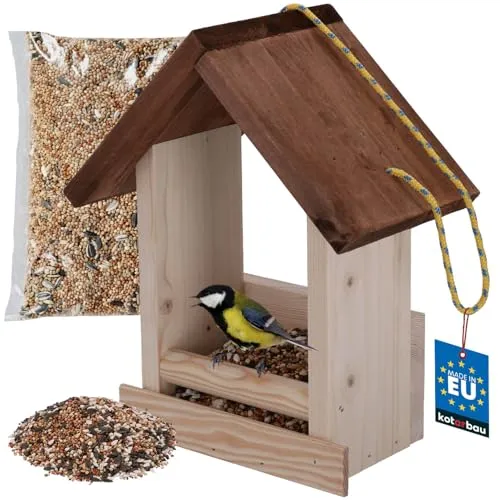 KOTARBAU® Vogelhaus zum Aufhängen – Praktisches Futterhaus aus Holz